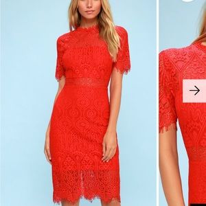 Lulus Remarkable Red Lace dress, size small